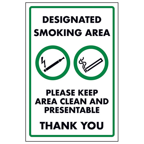 Designated Smoking Area Safety Sign UK Compliant Business