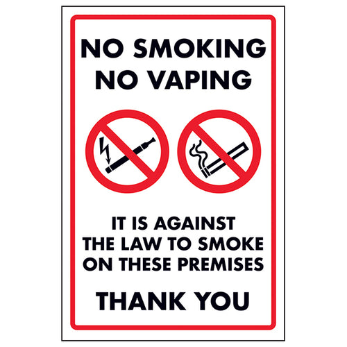 No Smoking No Vaping Safety Sign Law Compliant Workplaces