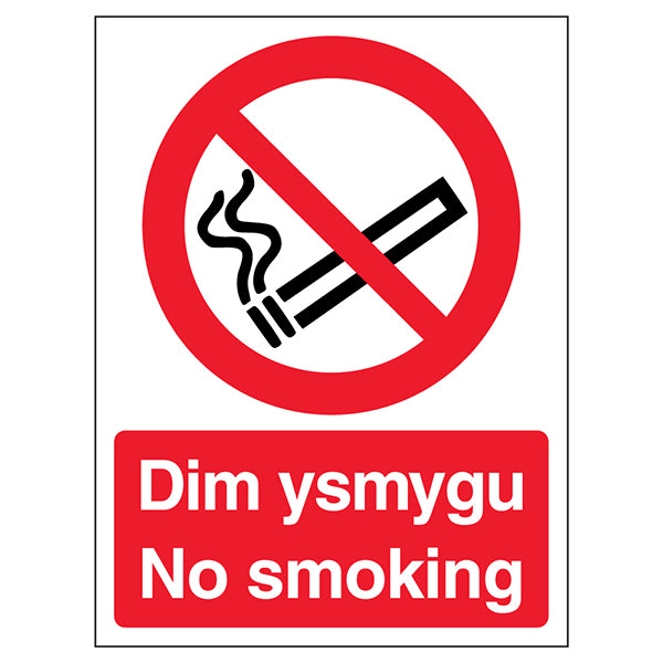 No Smoking Safety Sign Welsh English Legal Compliant UK