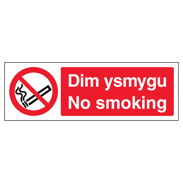 No Smoking Safety Sign Welsh English Compliant Business