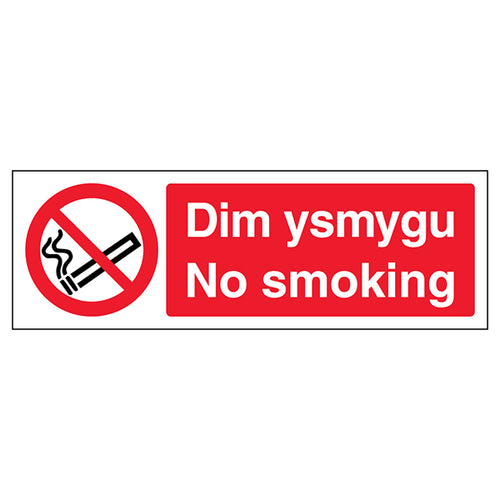 No Smoking Safety Sign Welsh English Compliant Business