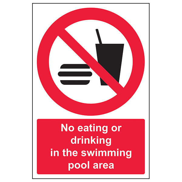 No Eating Or Drinking Safety Sign Pool Hygiene For Facility