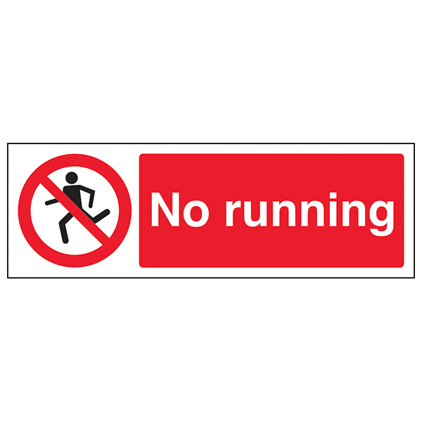 No Running Safety Sign High Contrast On Site For Employees