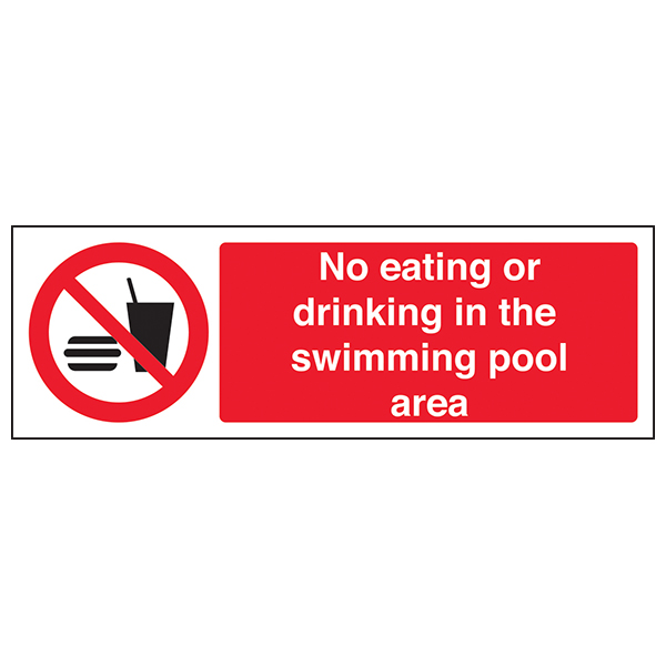 No Eating Or Drinking Safety Sign For Pool Hygiene Staff