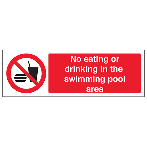 No Eating Or Drinking Safety Sign For Pool Hygiene Staff
