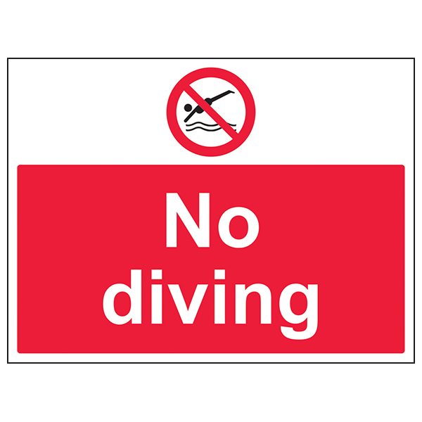Large No Diving Safety Sign Regulation Compliant For Sites
