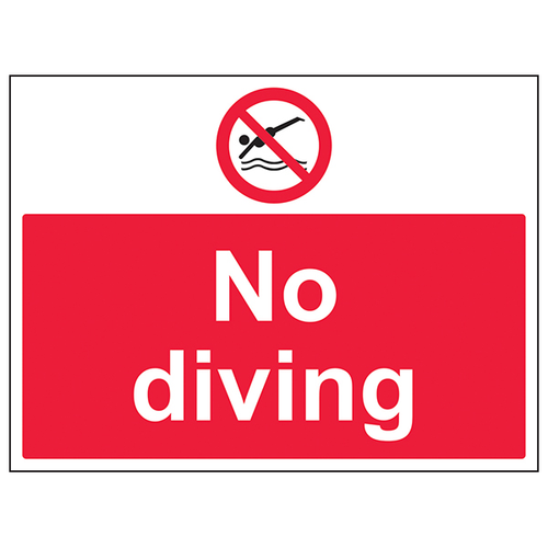 Large No Diving Safety Sign Regulation Compliant For Sites