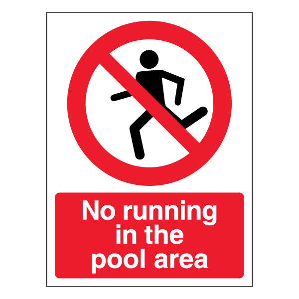 No Running In The Pool Area Safety Sign For Facilities