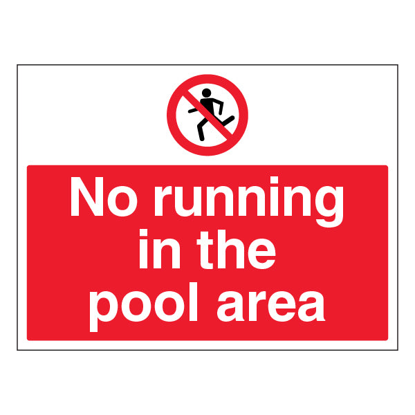 No Running In Pool Area Safety Sign Durable Poolside