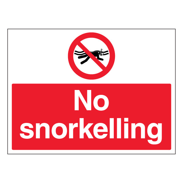 No Snorkelling Safety Sign Large High Visibility Pool