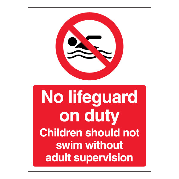 No Lifeguard On Duty Safety Sign Child Safety Pool Owners