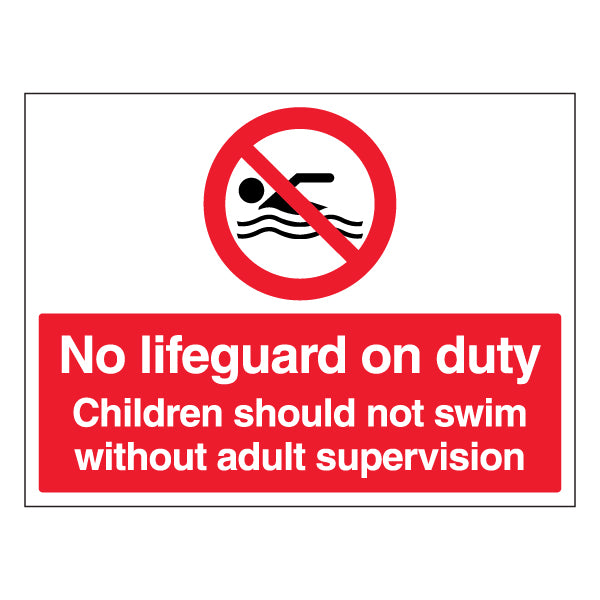No Lifeguard On Duty Safety Sign Durable Compliant Pool