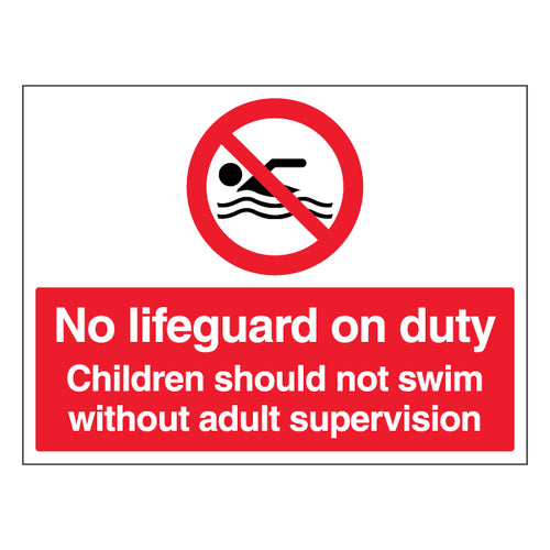 No Lifeguard On Duty Safety Sign Durable Compliant Pool