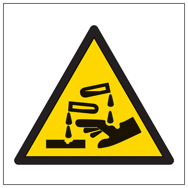 Corrosive Warning Safety Sign High Contrast Yellow For Site
