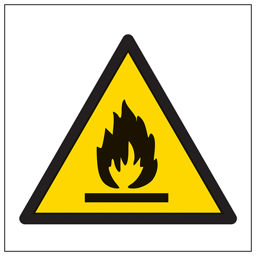 Flammable Warning Safety Sign High Contrast EN ISO Worksite