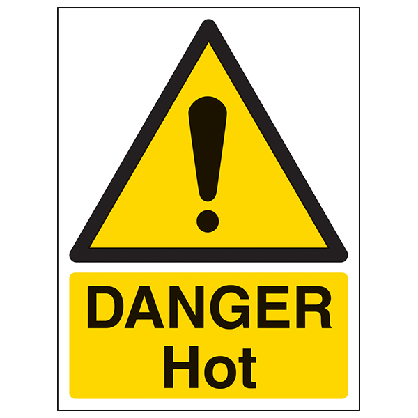 Danger Hot Safety Sign Portrait Visible Warning For Workers