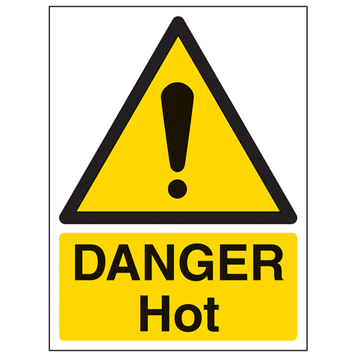 Danger Hot Safety Sign Portrait Visible Warning For Workers