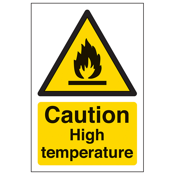 Caution High Temperature Safety Sign Self Adhesive Staff