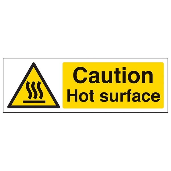 Caution Hot Surface Safety Sign Self Adhesive Staff