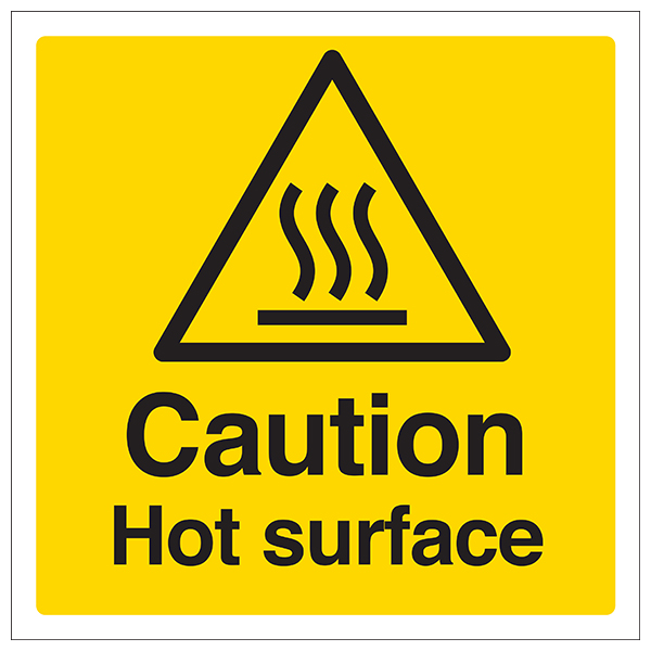 Caution Hot Surface Self Adhesive Safety Sign For Staff