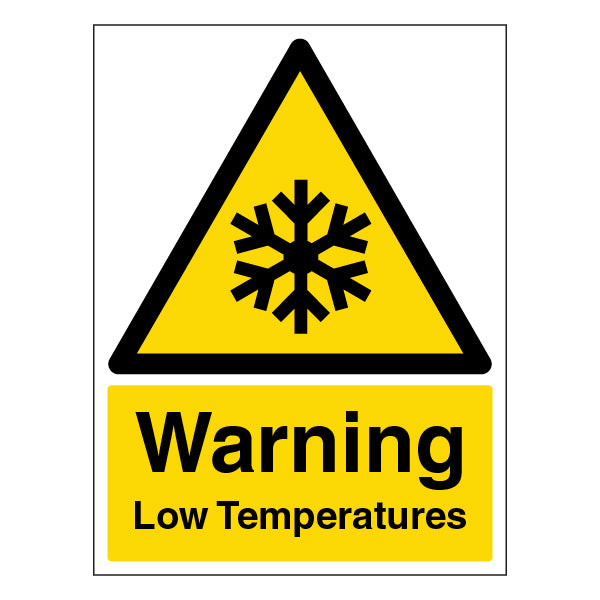 Warning Low Temperatures Safety Sign Portrait For Workers