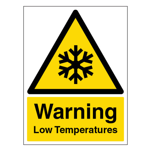 Warning Low Temperatures Safety Sign Portrait For Workers