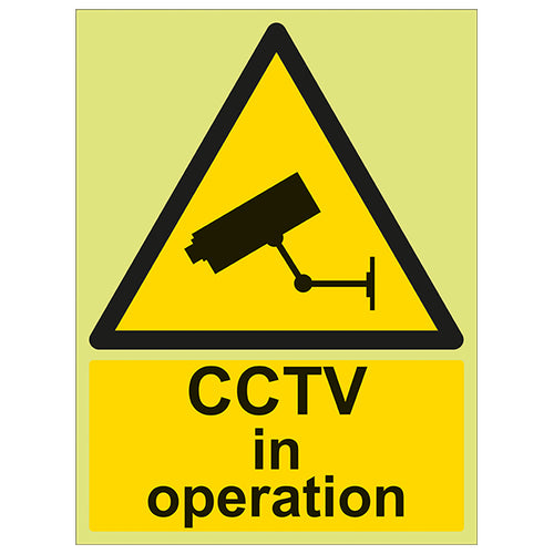Glow In Dark CCTV Photoluminescent Safety Sign For Office