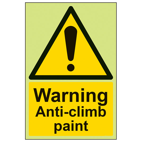 GITD Anti Climb Paint Safety Sign Glow For Premises