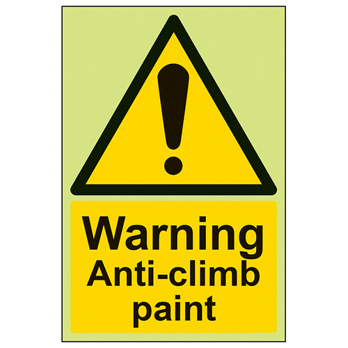 GITD Anti Climb Paint Safety Sign Glow For Premises