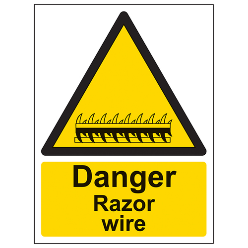 Danger Razor Wire Safety Sign Compliant For Worksites