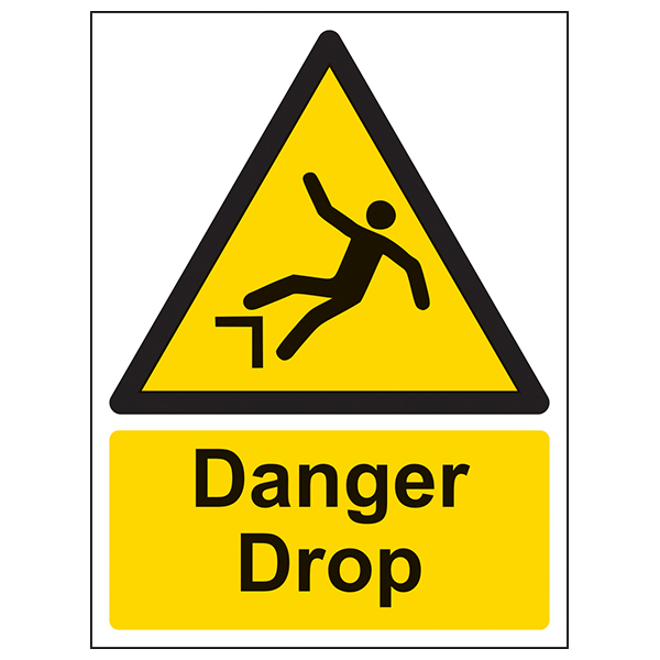 Danger Drop Safety Sign Portrait For Workplace Safety