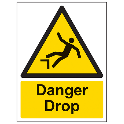 Danger Drop Safety Sign Portrait For Workplace Safety