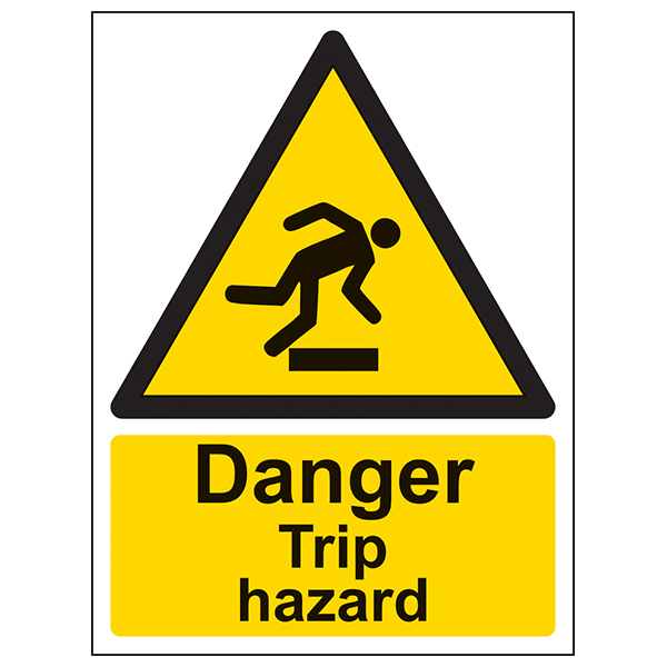 Danger Trip Hazard Safety Sign High Visibility For Workplace