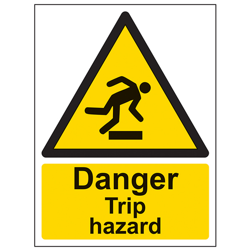 Danger Trip Hazard Safety Sign High Visibility For Workplace