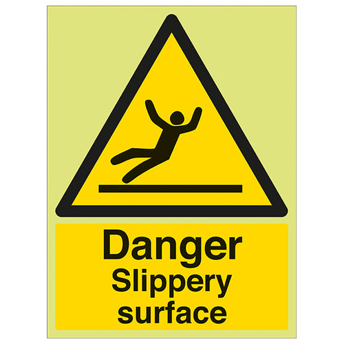 GITD Slippery Surface Safety Sign Workplace Photoluminescent