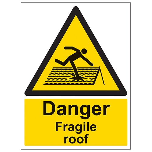 Danger Fragile Roof Safety Sign High Visibility For Workers