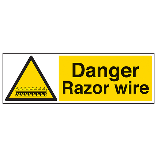 Danger Razor Wire Safety Sign High Risk Warning For Sites