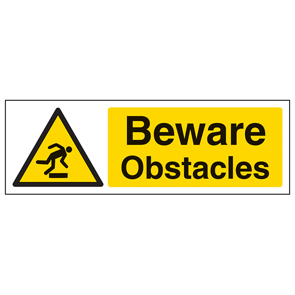 Beware Obstacles Safety Sign High Visibility For Site Staff