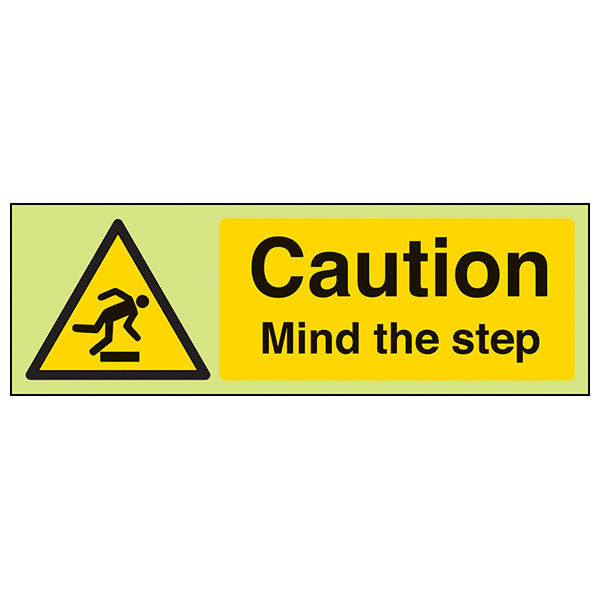 GITD Mind The Step Safety Sign Photoluminescent For Work