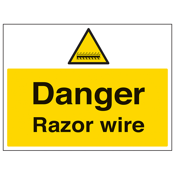 Razor Wire Danger Safety Sign Large Landscape For Sites