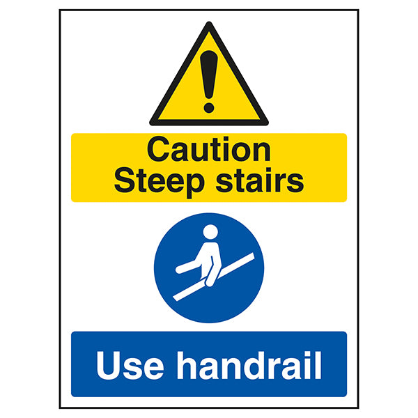 Steep Stairs Safety Sign Handrail Reminder Workplace