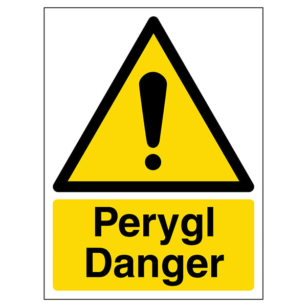 Danger Bilingual Welsh English Safety Sign For Workplaces