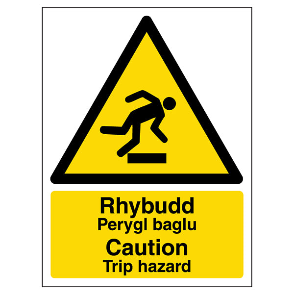 Caution Trip Hazard Bilingual Safety Sign For Worksites