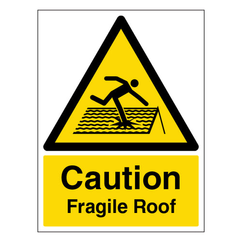 Caution Fragile Roof Safety Sign Self Adhesive Workers
