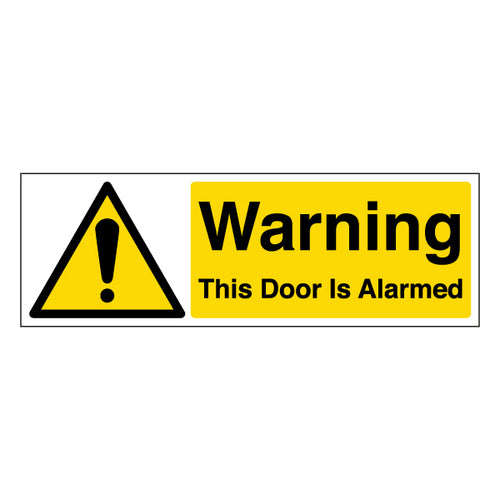 Alarmed Door Safety Sign High Contrast For Workplace Staff