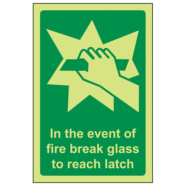 In The Event Of Fire Break Glass Safety Sign For Workplace