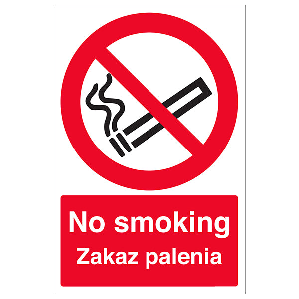English Polish No Smoking Safety Sign Compliant For Staff