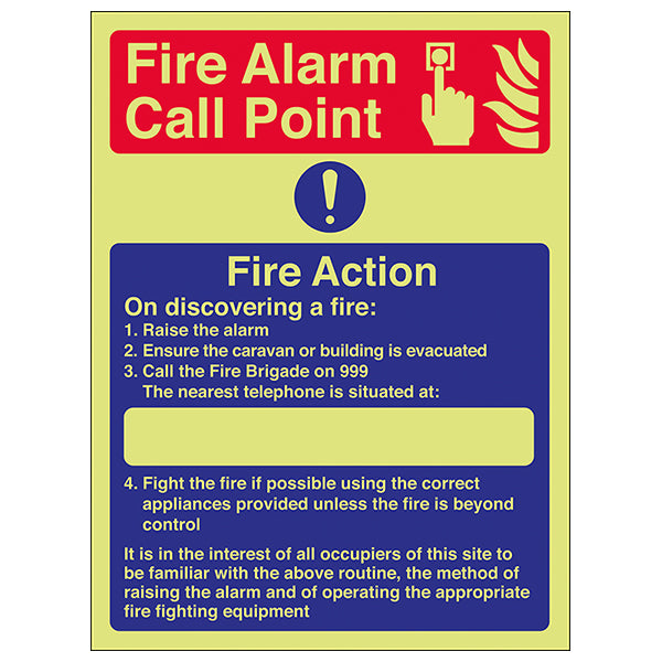 GITD Fire Action Safety Sign Photoluminescent For Buildings