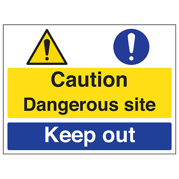 Caution Dangerous Site Safety Sign For Construction Workers