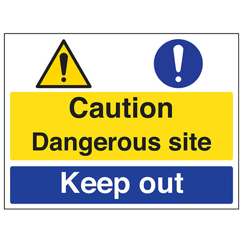Caution Dangerous Site Safety Sign For Construction Workers